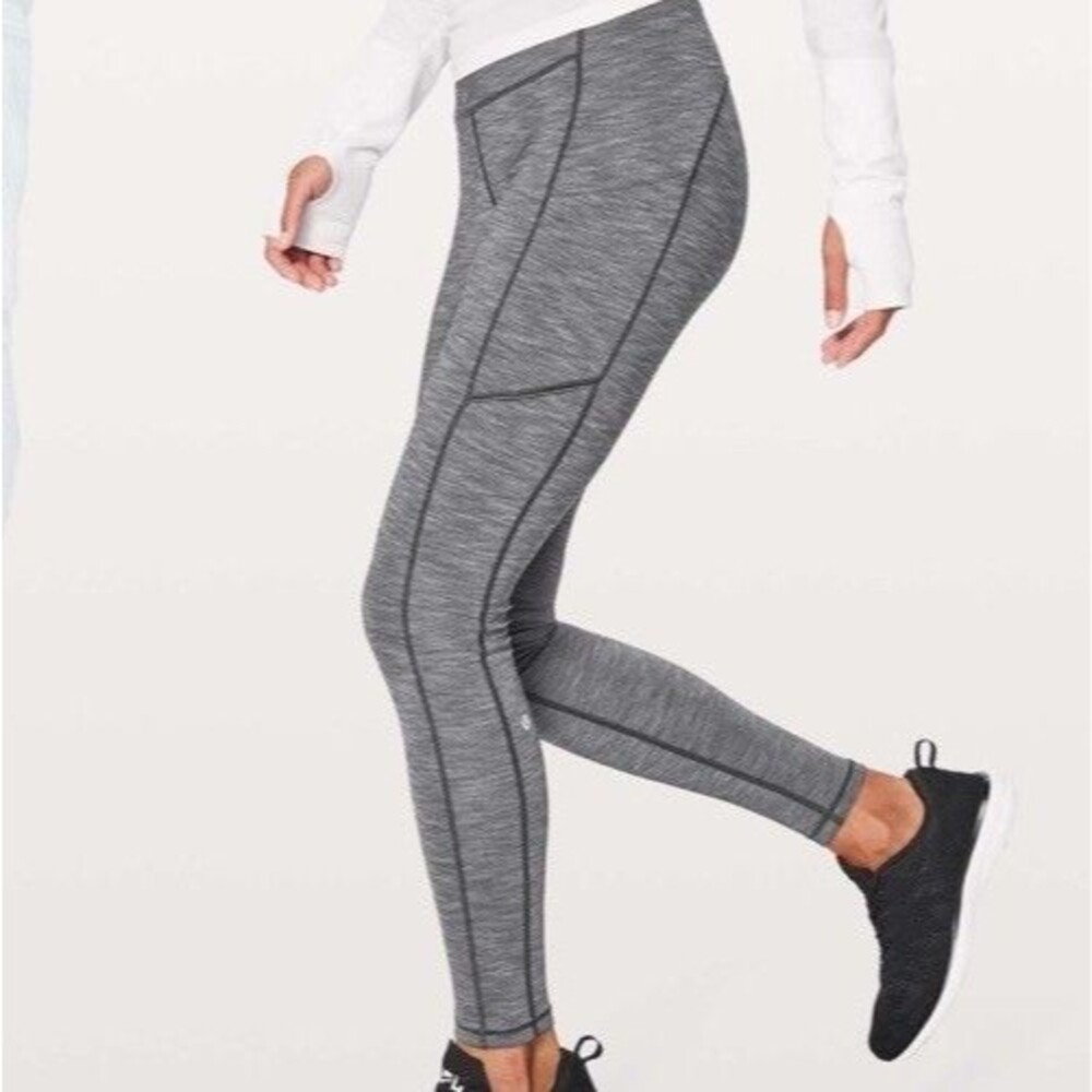 Lululemon Size 4 Speed Up Tight Leggings Black Gray Heathered